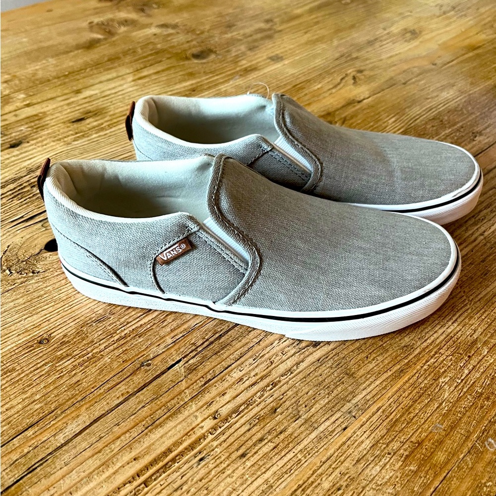 Vans grey slip on sneakers